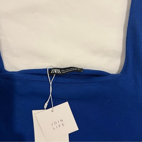 Zara Cobalt Blue Square Neck Tank Top - Picture 2 of 3